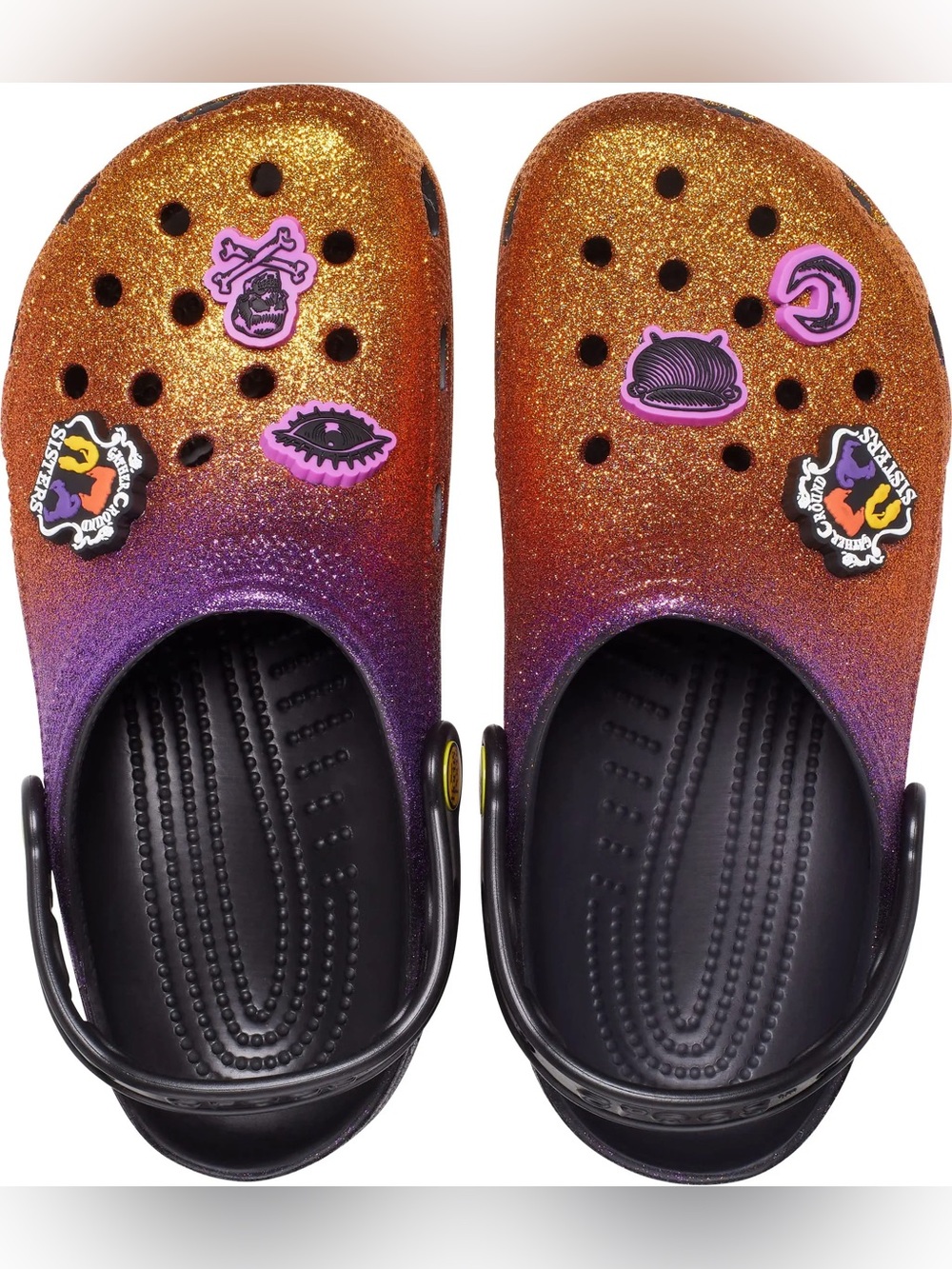 NWT women’s Disney Hocus Pocus Crocs Glitter Ombre Clog Orange & Purple 8